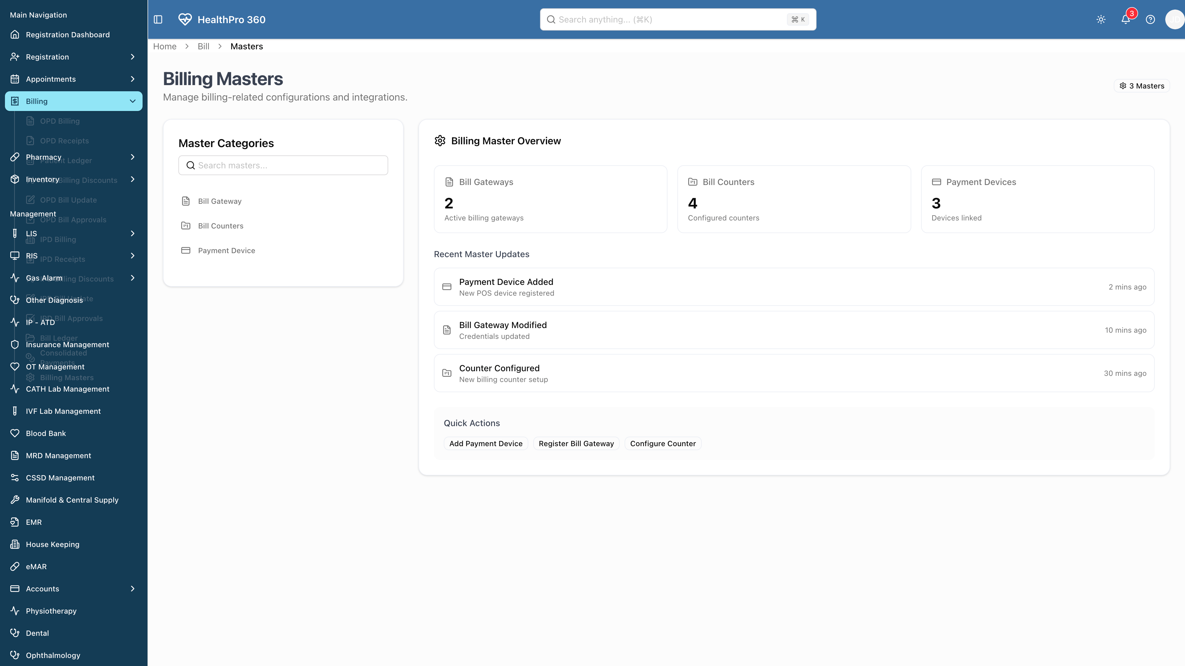 Billing Masters Configuration