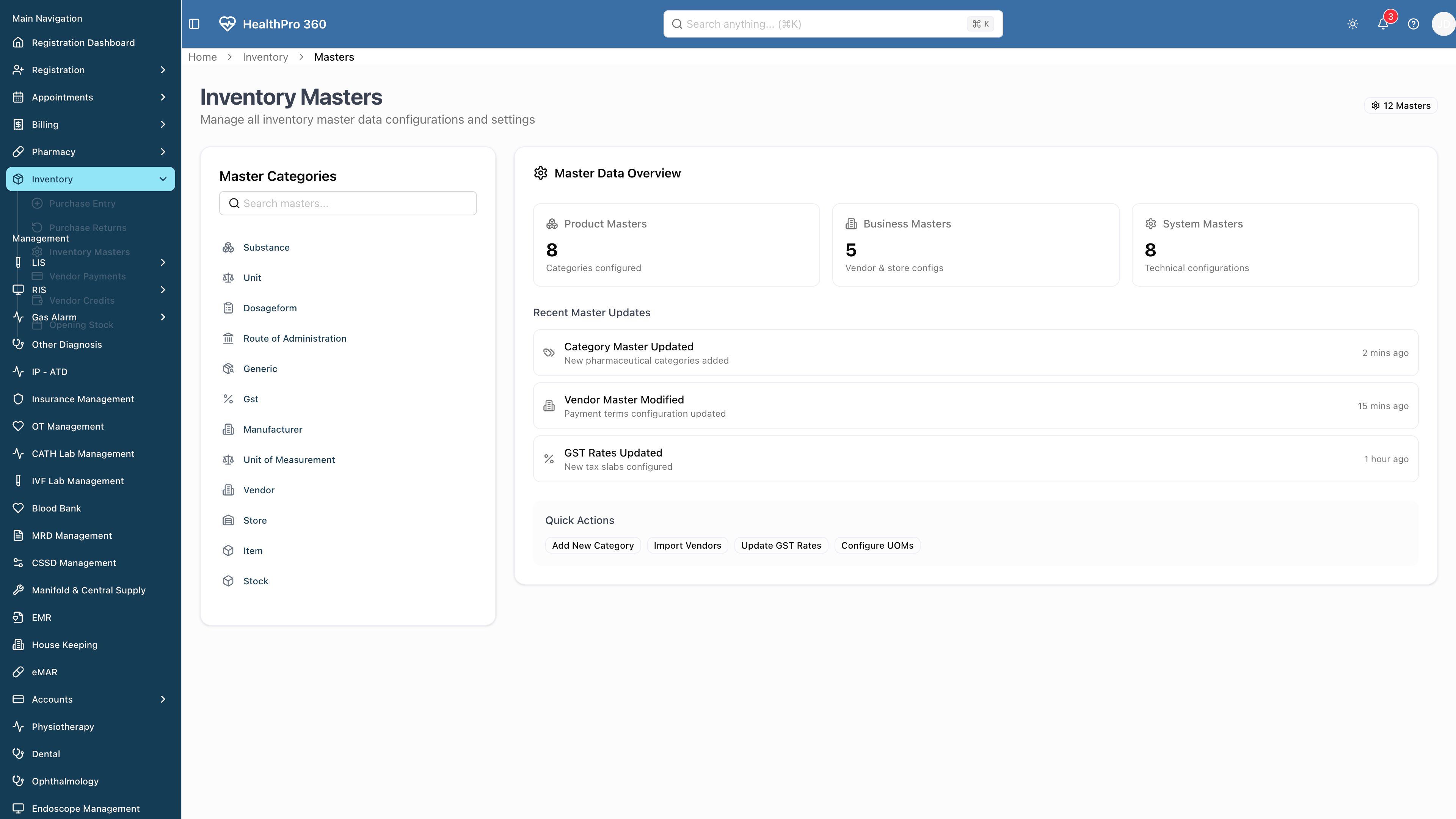 Inventory Masters Management